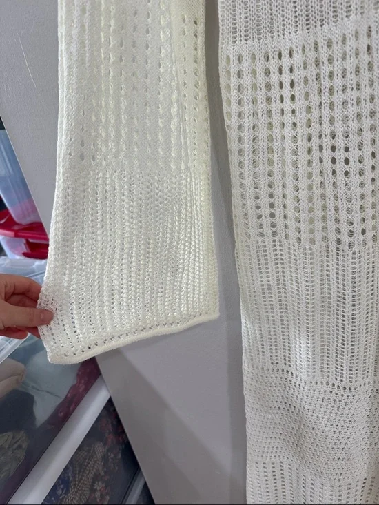 L'Academie Evea Crochet white Maxi knit dress swim coverup resort wear vacation - Picture 6 of 8